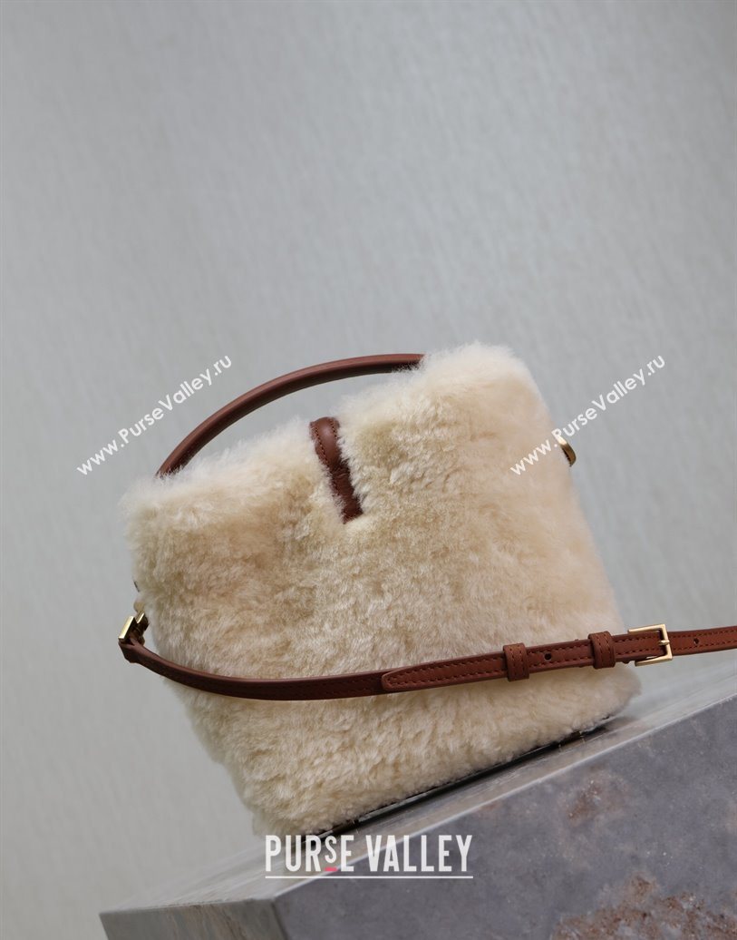 Saint Laurent LE 37 Mini Bucket Bag in Shearling Cream White 765870 2025 (YY-251120021)