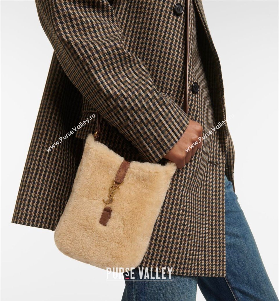Saint Laurent LE 5 À 7 Mini Vertical Bag in Shearling Cream White 2025 735214 (YY-251120022)