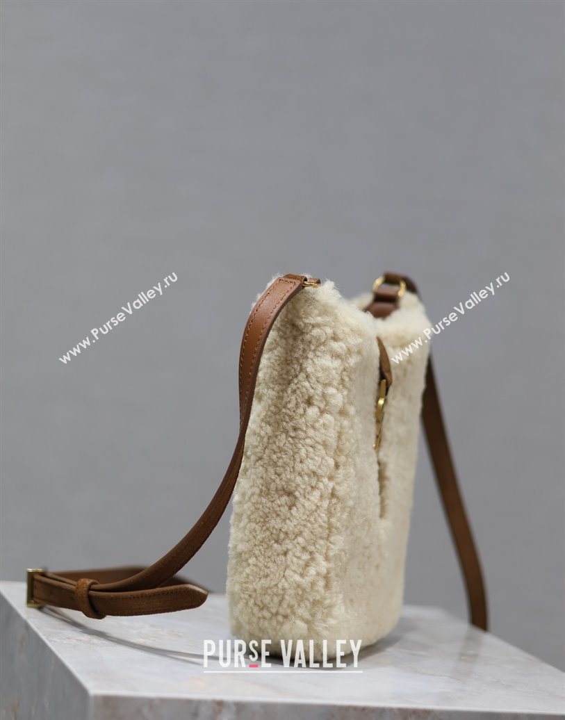 Saint Laurent LE 5 À 7 Mini Vertical Bag in Shearling Cream White 2025 735214 (YY-251120022)