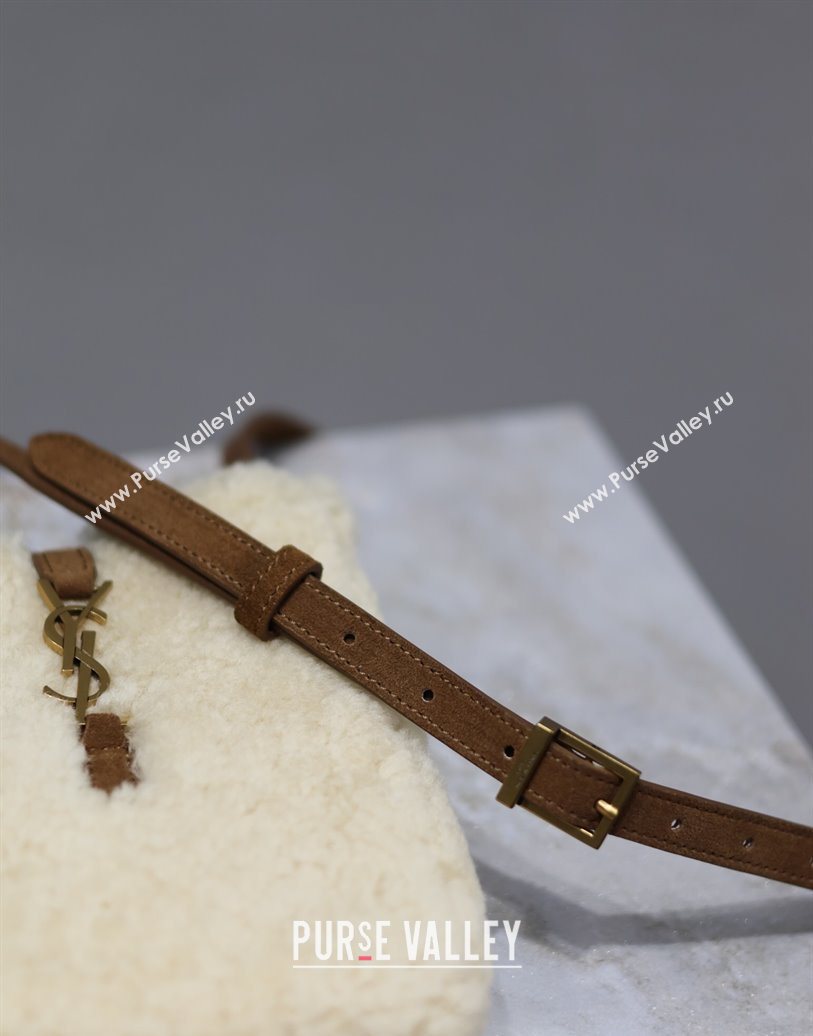 Saint Laurent LE 5 À 7 Mini Vertical Bag in Shearling Cream White 2025 735214 (YY-251120022)