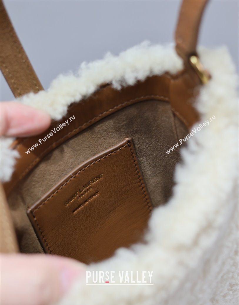 Saint Laurent LE 5 À 7 Mini Vertical Bag in Shearling Cream White 2025 735214 (YY-251120022)