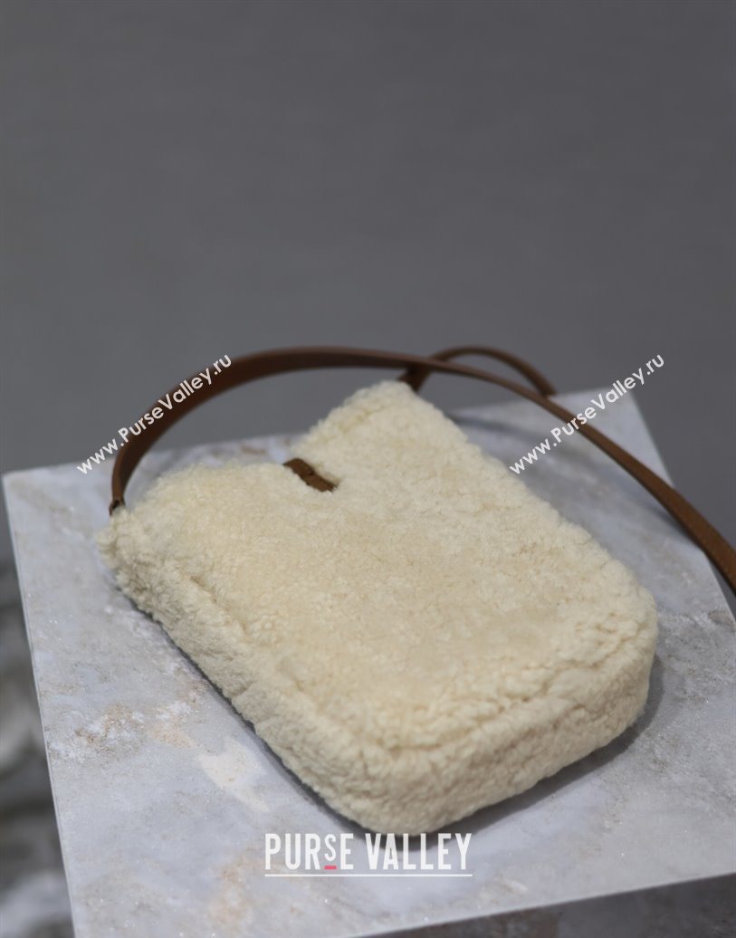 Saint Laurent LE 5 À 7 Mini Vertical Bag in Shearling Cream White 2025 735214 (YY-251120022)