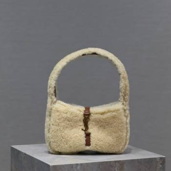 Saint Laurent Mini LE 5 À 7 Soft Hobo Bag in Shearling Cream White 2025 710310 (YY-251120023)