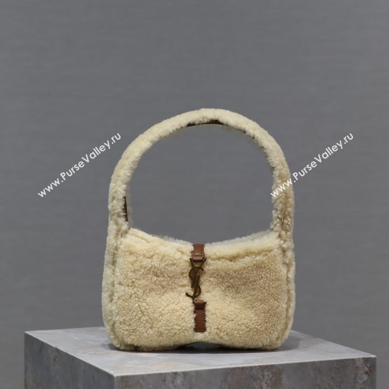 Saint Laurent Mini LE 5 À 7 Soft Hobo Bag in Shearling Cream White 2025 710310 (YY-251120023)
