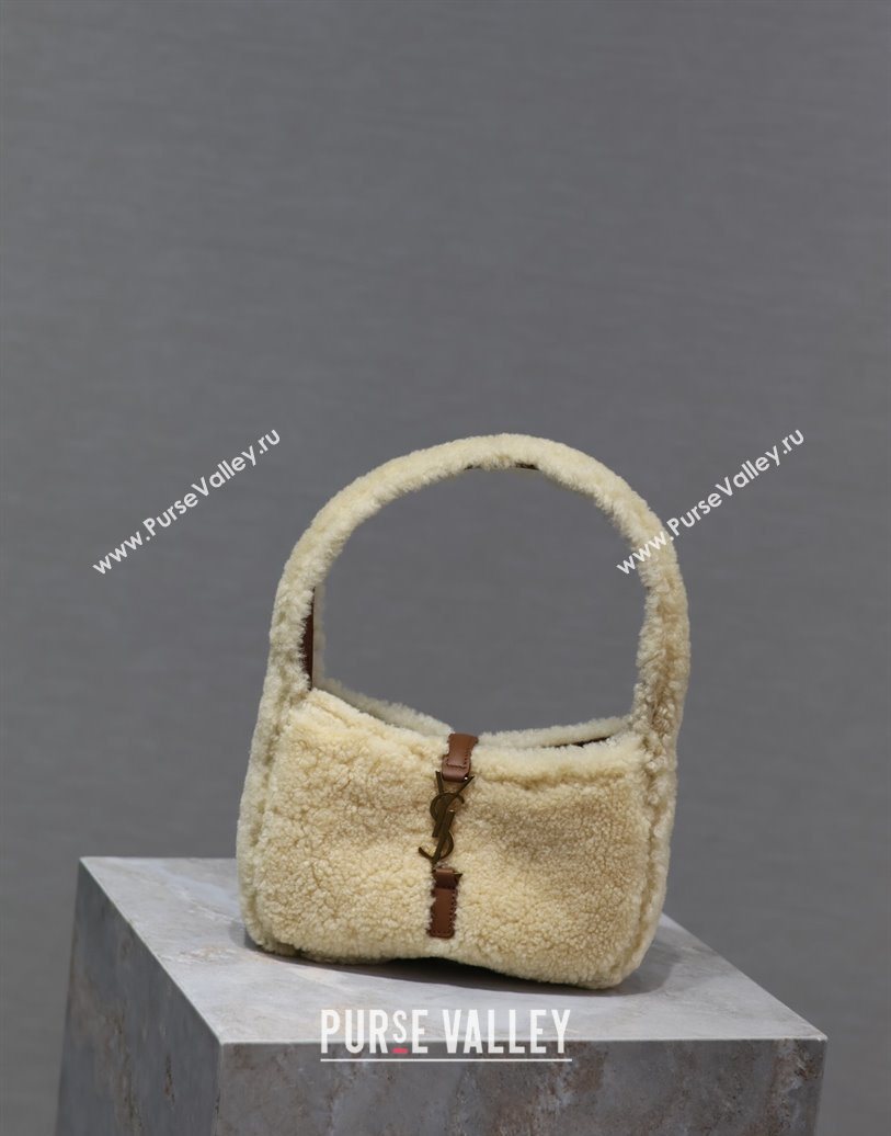 Saint Laurent Mini LE 5 À 7 Soft Hobo Bag in Shearling Cream White 2025 710310 (YY-251120023)