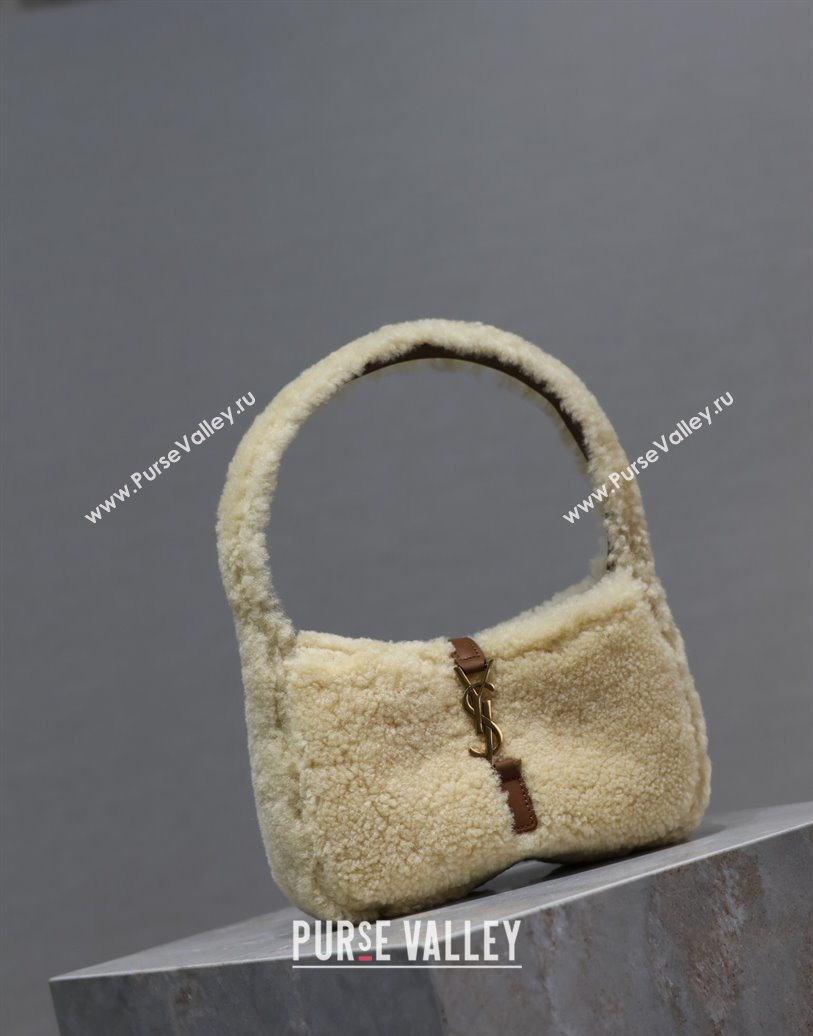 Saint Laurent Mini LE 5 À 7 Soft Hobo Bag in Shearling Cream White 2025 710310 (YY-251120023)