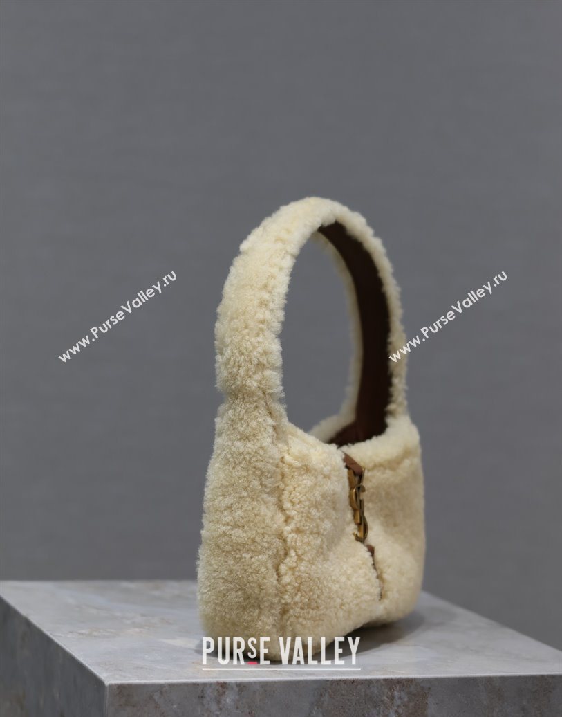 Saint Laurent Mini LE 5 À 7 Soft Hobo Bag in Shearling Cream White 2025 710310 (YY-251120023)