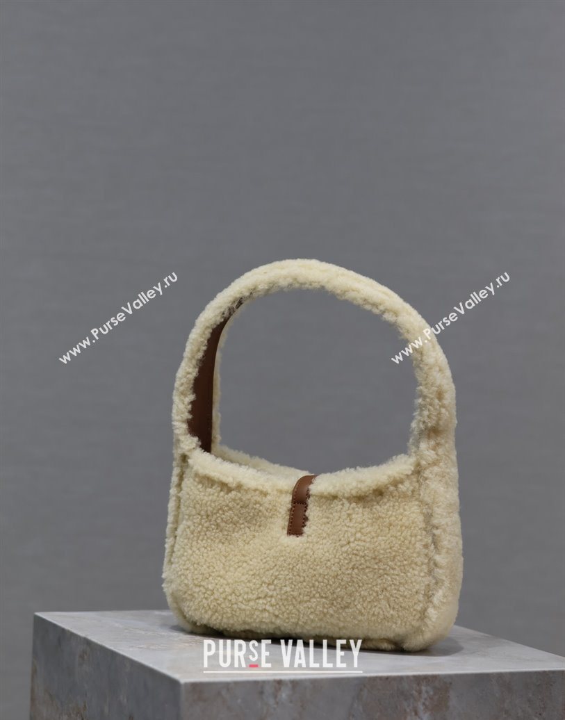 Saint Laurent Mini LE 5 À 7 Soft Hobo Bag in Shearling Cream White 2025 710310 (YY-251120023)