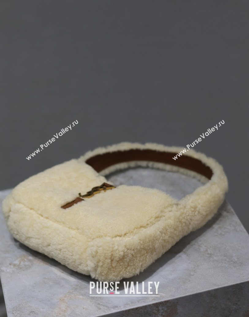 Saint Laurent Mini LE 5 À 7 Soft Hobo Bag in Shearling Cream White 2025 710310 (YY-251120023)