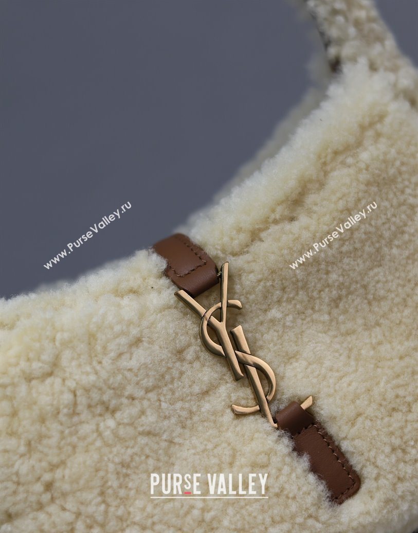 Saint Laurent Mini LE 5 À 7 Soft Hobo Bag in Shearling Cream White 2025 710310 (YY-251120023)