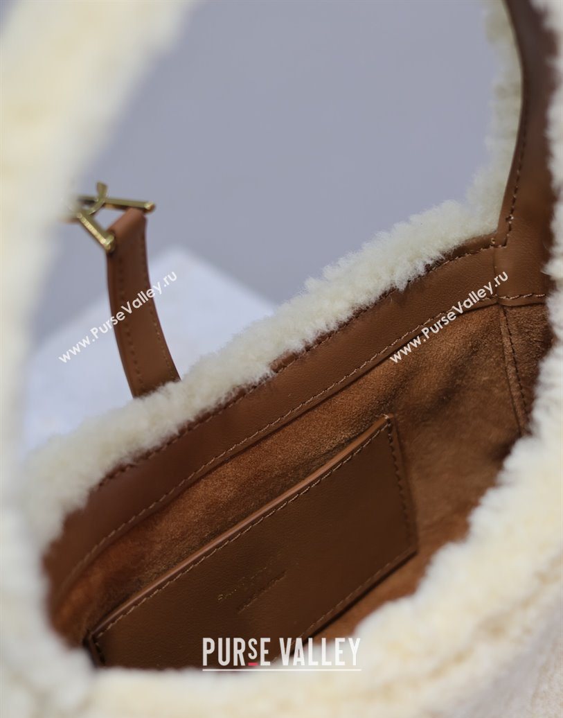 Saint Laurent Mini LE 5 À 7 Soft Hobo Bag in Shearling Cream White 2025 710310 (YY-251120023)