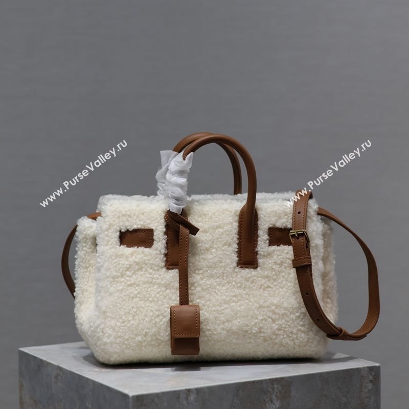 Saint Laurent Sac de Jour Mini Tote Bag in Shearling Cream White 2025 717439 (YY-251120024)