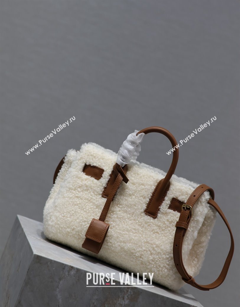 Saint Laurent Sac de Jour Mini Tote Bag in Shearling Cream White 2025 717439 (YY-251120024)