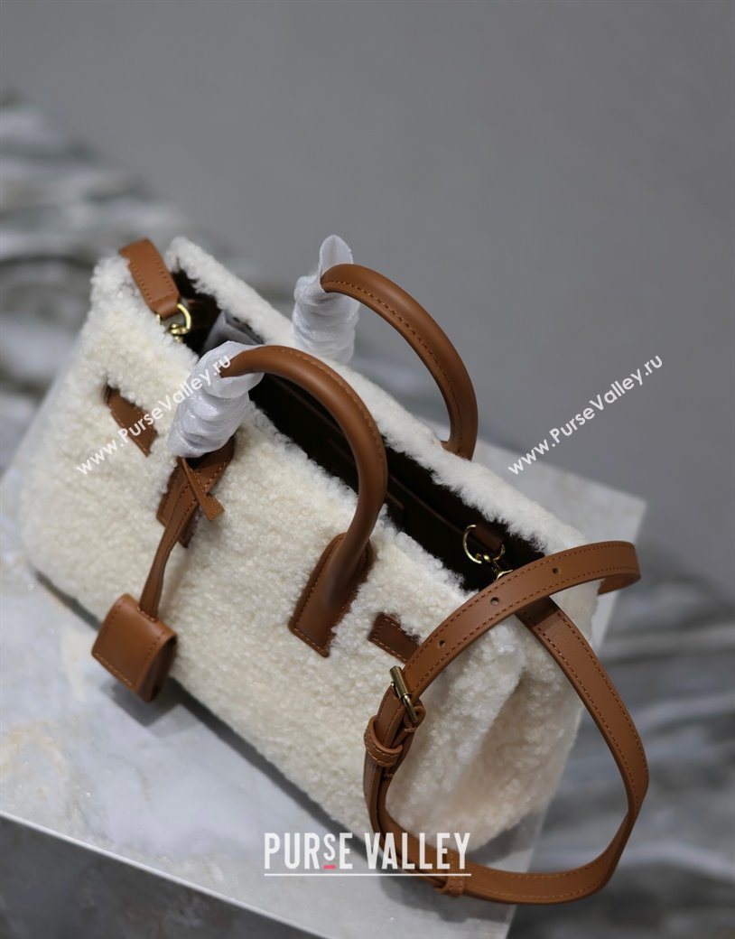 Saint Laurent Sac de Jour Mini Tote Bag in Shearling Cream White 2025 717439 (YY-251120024)