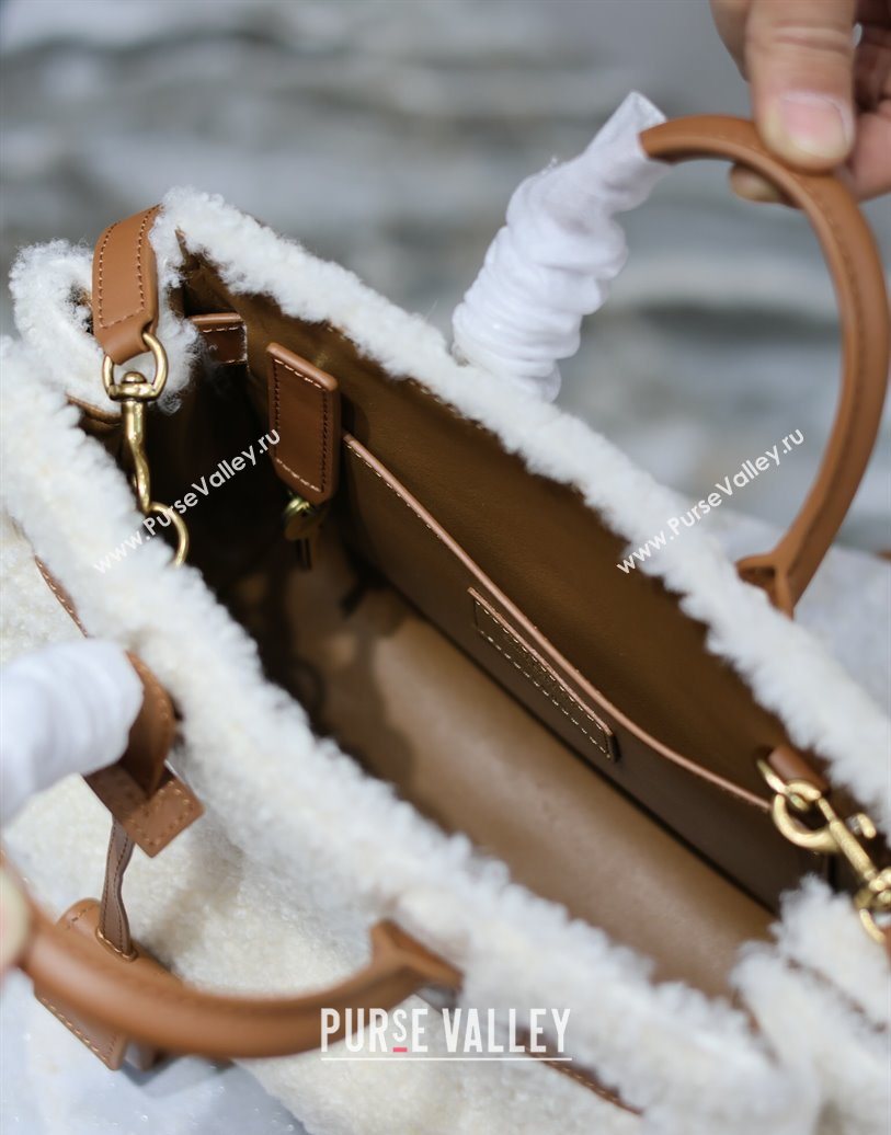 Saint Laurent Sac de Jour Mini Tote Bag in Shearling Cream White 2025 717439 (YY-251120024)