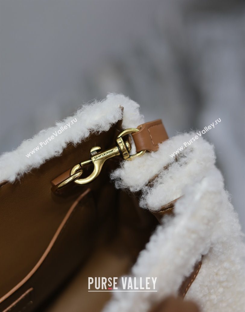 Saint Laurent Sac de Jour Mini Tote Bag in Shearling Cream White 2025 717439 (YY-251120024)