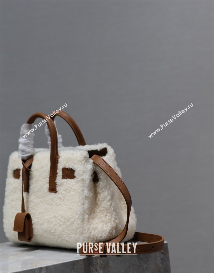 Saint Laurent Sac de Jour Mini Tote Bag in Shearling Cream White 2025 717439 (YY-251120024)