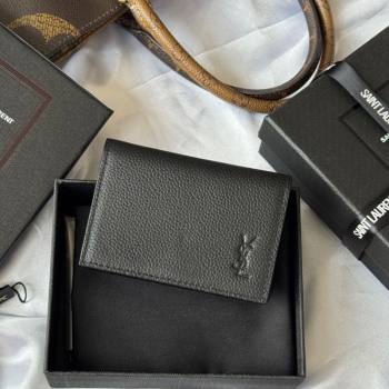 Saint Laurent Cassandre Shadow Business Card Case in Grained Leather Black2 2025 693492 (YY-251120009)