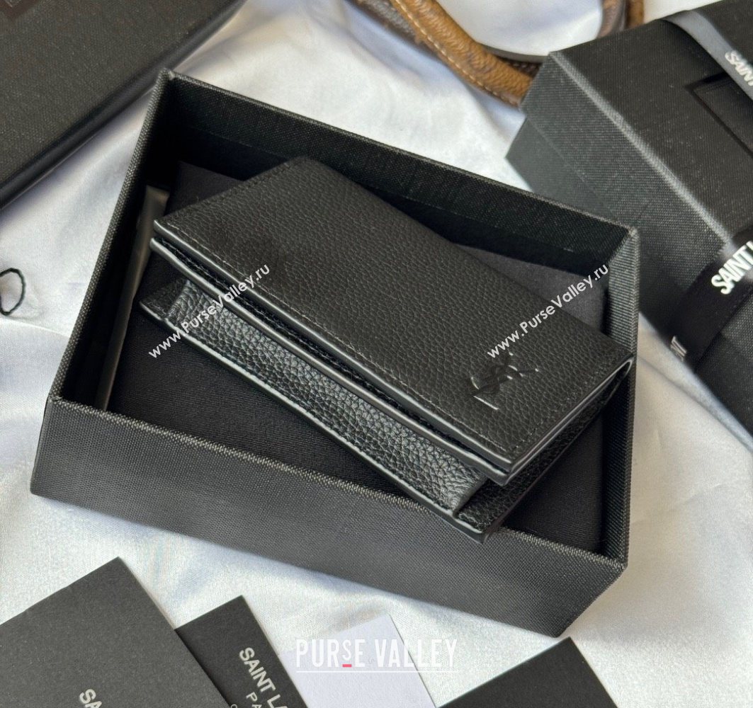 Saint Laurent Cassandre Shadow Business Card Case in Grained Leather Black2 2025 693492 (YY-251120009)