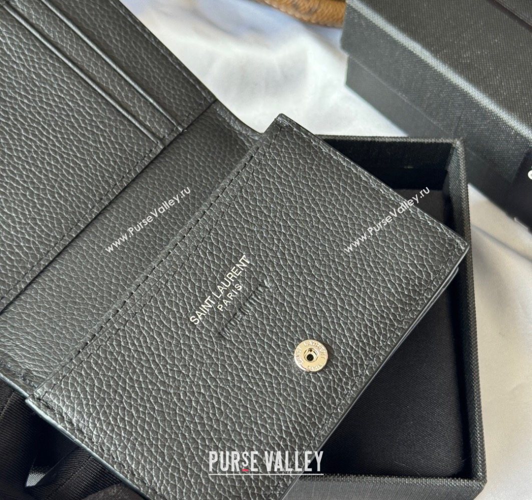 Saint Laurent Cassandre Shadow Business Card Case in Grained Leather Black2 2025 693492 (YY-251120009)