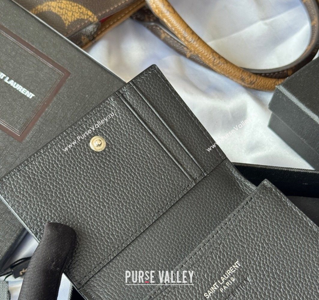 Saint Laurent Cassandre Shadow Business Card Case in Grained Leather Black2 2025 693492 (YY-251120009)