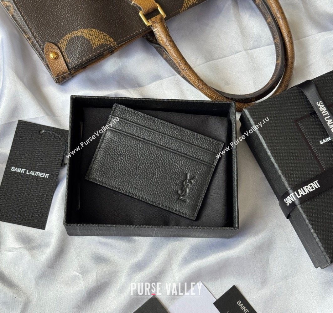 Saint Laurent Cassandre Shadow Card Case in Grained Leather Black2 2025 687098 (YY-251120003)