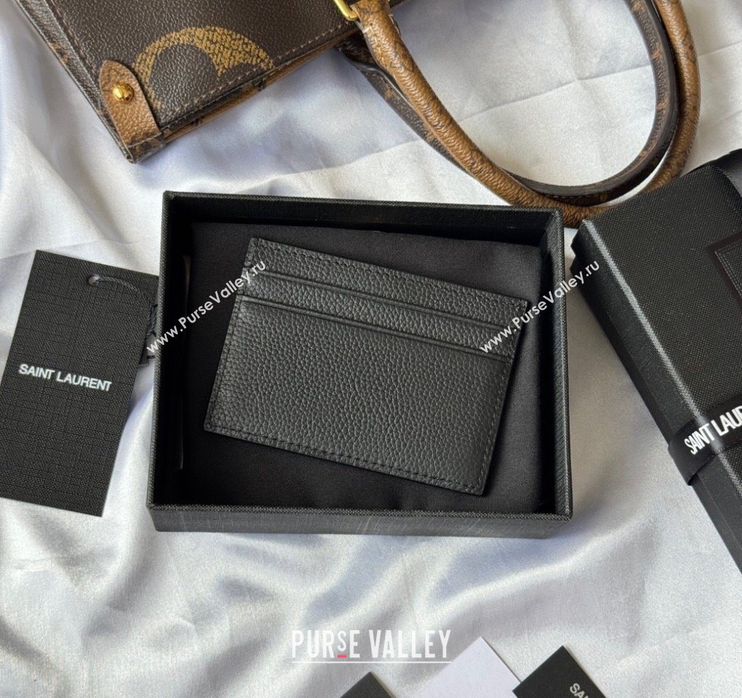 Saint Laurent Cassandre Shadow Card Case in Grained Leather Black2 2025 687098 (YY-251120003)