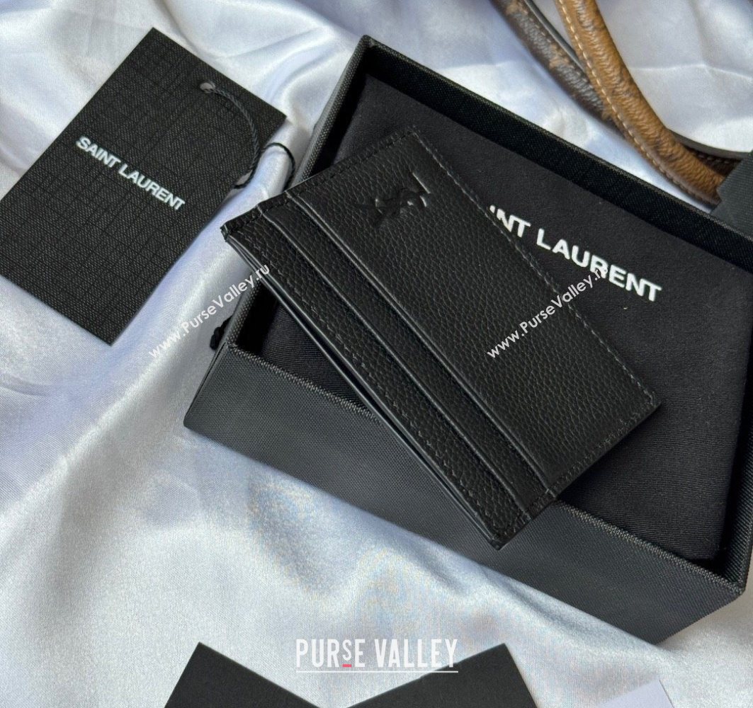 Saint Laurent Cassandre Shadow Card Case in Grained Leather Black2 2025 687098 (YY-251120003)