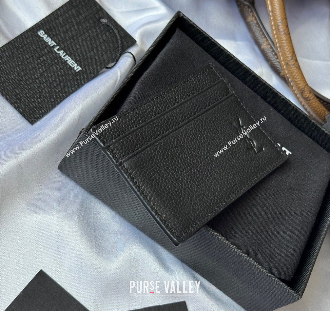 Saint Laurent Cassandre Shadow Card Case in Grained Leather Black2 2025 687098 (YY-251120003)