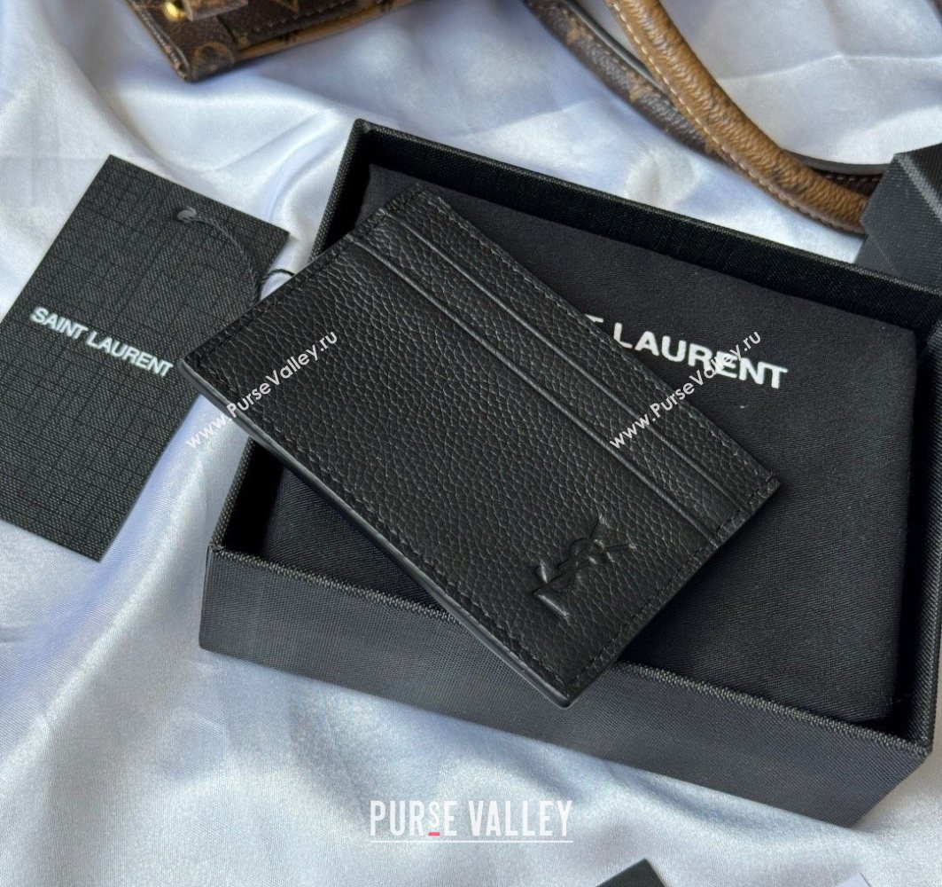 Saint Laurent Cassandre Shadow Card Case in Grained Leather Black2 2025 687098 (YY-251120003)