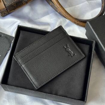 Saint Laurent Cassandre Shadow Card Case in Grained Leather Black2 2025 687098 (YY-251120003)