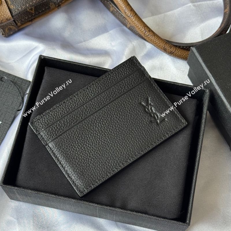 Saint Laurent Cassandre Shadow Card Case in Grained Leather Black2 2025 687098 (YY-251120003)