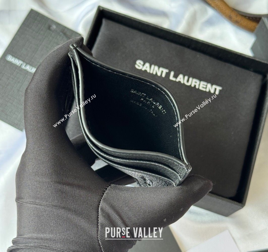 Saint Laurent Cassandre Shadow Card Case in Grained Leather Black2 2025 687098 (YY-251120003)