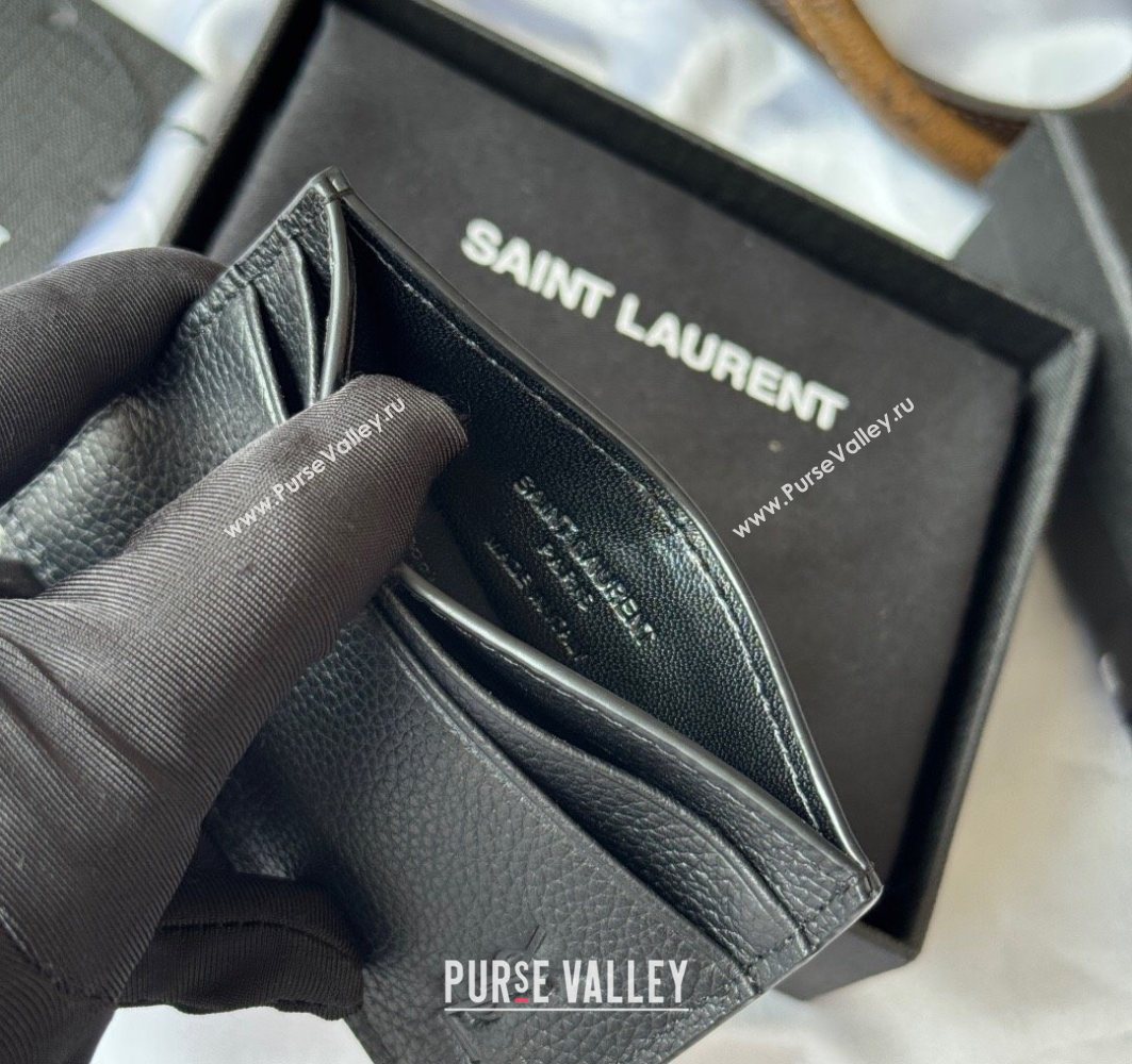 Saint Laurent Cassandre Shadow Card Case in Grained Leather Black2 2025 687098 (YY-251120003)