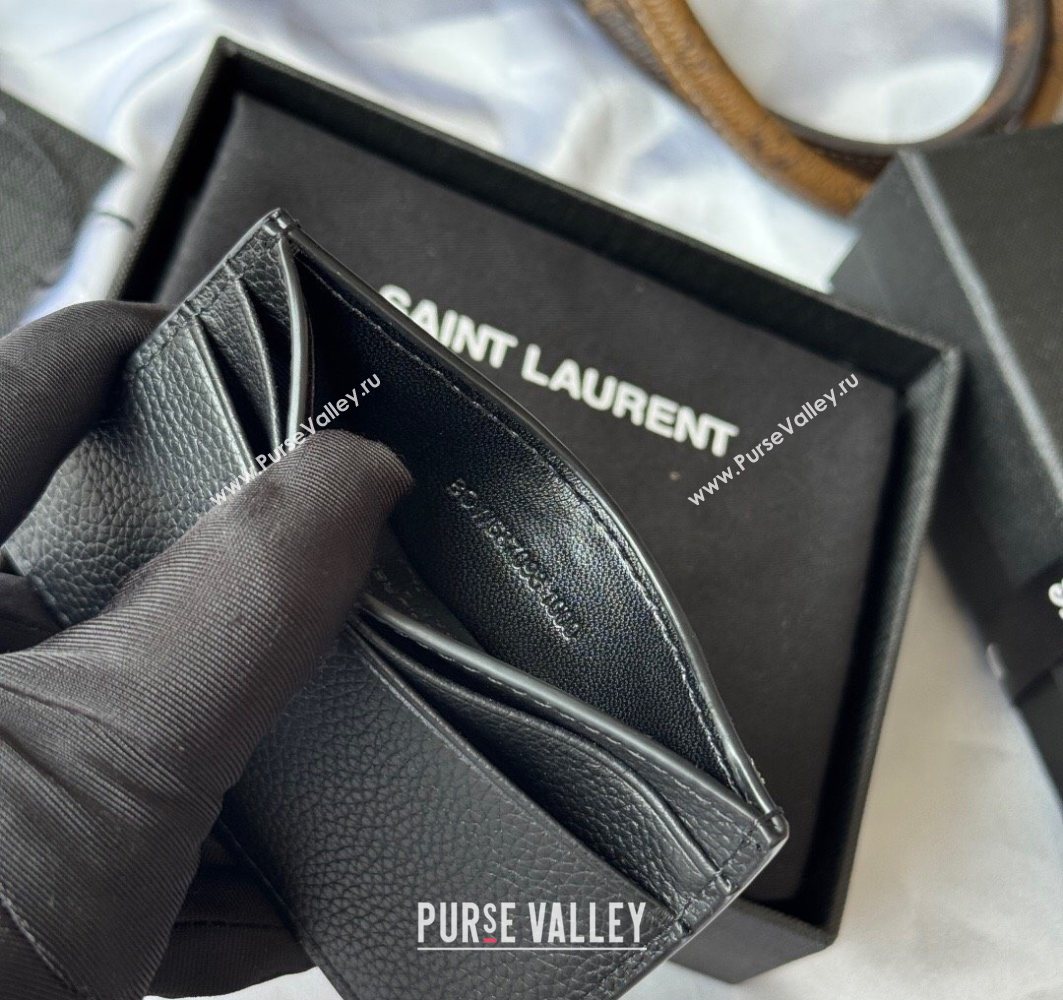 Saint Laurent Cassandre Shadow Card Case in Grained Leather Black2 2025 687098 (YY-251120003)