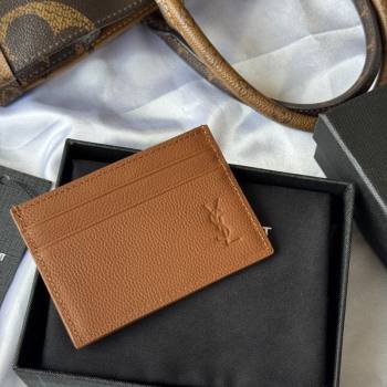 Saint Laurent Cassandre Shadow Card Case in Grained Leather Brown2 2025 687098 (YY-251120002)