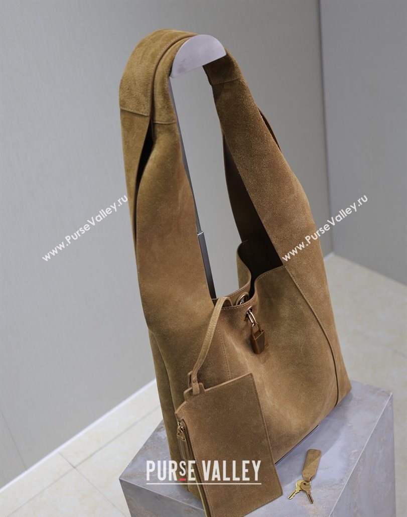 Saint Laurent Suede Hobo Shoulder Bag Brown 2025 773686 (YY-251120018)