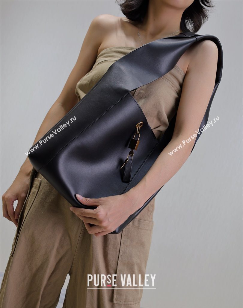 Saint Laurent Leather Hobo Shoulder Bag Black 2025 773686 (YY-251120019)