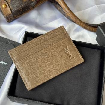 Saint Laurent Cassandre Shadow Card Case in Grained Leather Beige2 2025 687098 (YY-251120001)