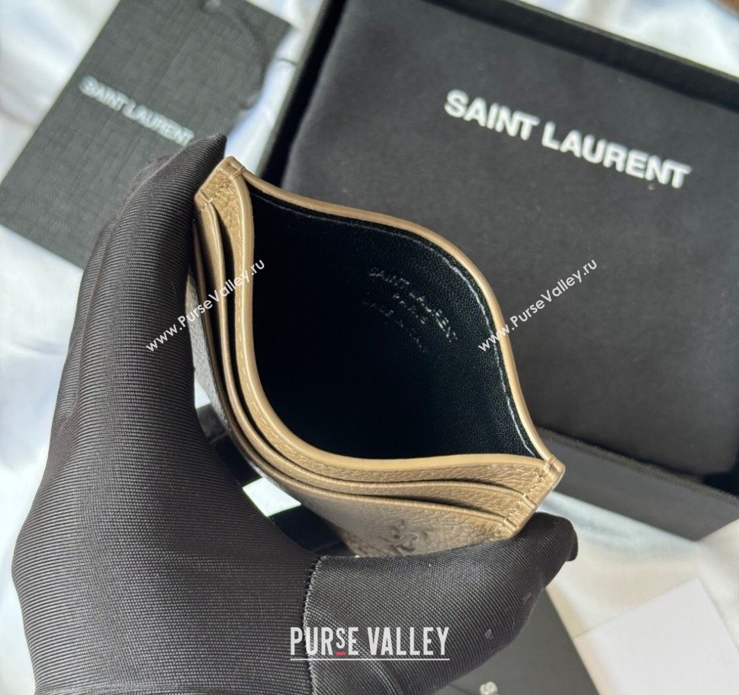 Saint Laurent Cassandre Shadow Card Case in Grained Leather Beige2 2025 687098 (YY-251120001)