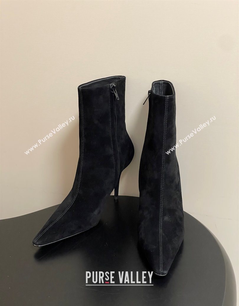 Saint Laurent Ashley Heel Booties 9.5cm in Suede Black 2025 809284 (MD-251213029)