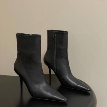Saint Laurent Ashley Heel Booties 9.5cm in Calfskin Leather Black 2025 809284 (MD-251213034)