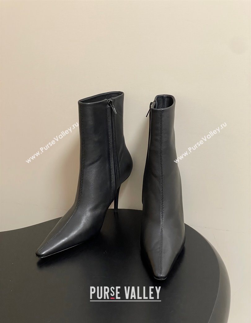 Saint Laurent Ashley Heel Booties 9.5cm in Calfskin Leather Black 2025 809284 (MD-251213034)