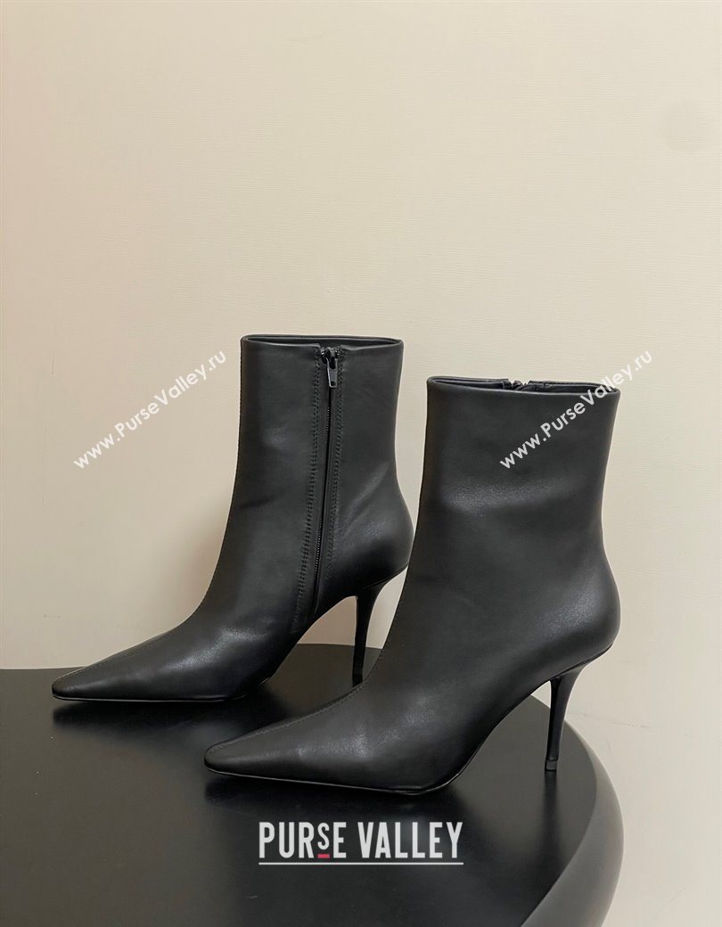Saint Laurent Ashley Heel Booties 9.5cm in Calfskin Leather Black 2025 809284 (MD-251213034)