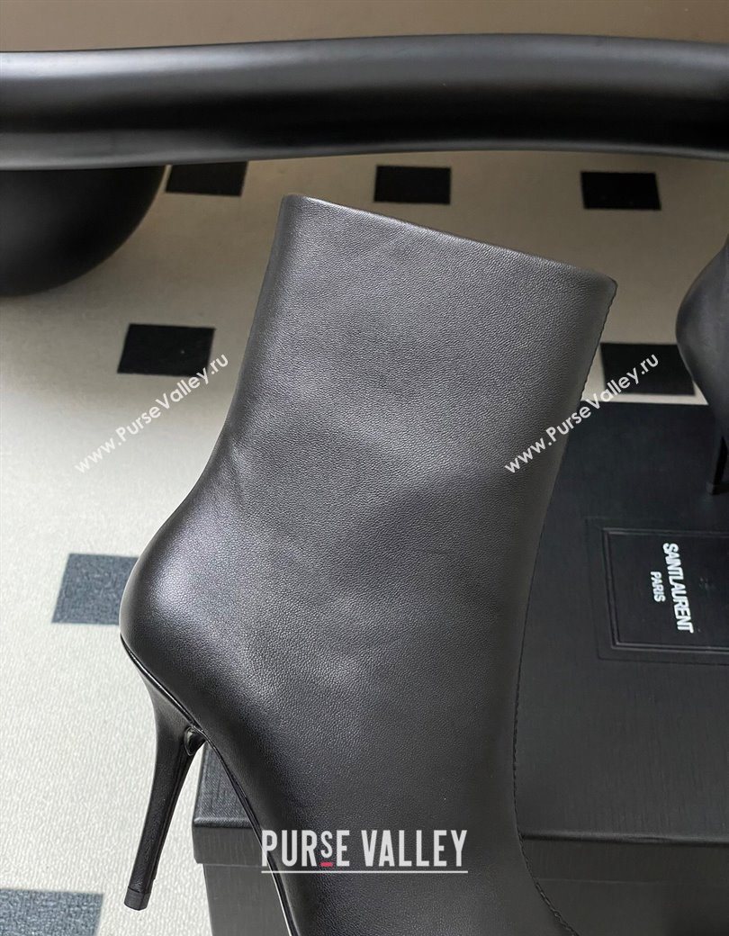 Saint Laurent Ashley Heel Booties 9.5cm in Calfskin Leather Black 2025 809284 (MD-251213034)