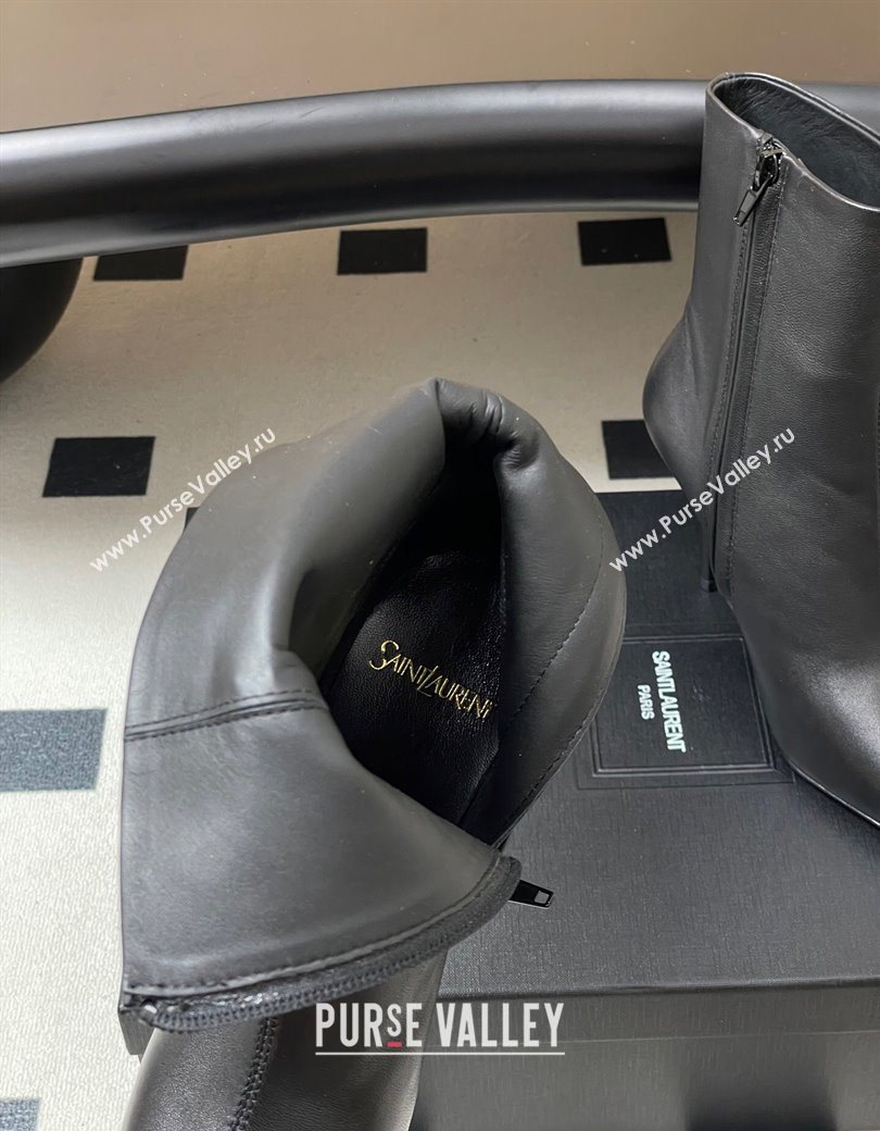Saint Laurent Ashley Heel Booties 9.5cm in Calfskin Leather Black 2025 809284 (MD-251213034)