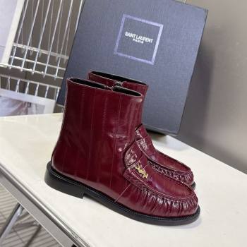 Saint Laurent Le Flat Booties in Eel Embossed Leather Red 2025 YSL121301 (MD-251213037)