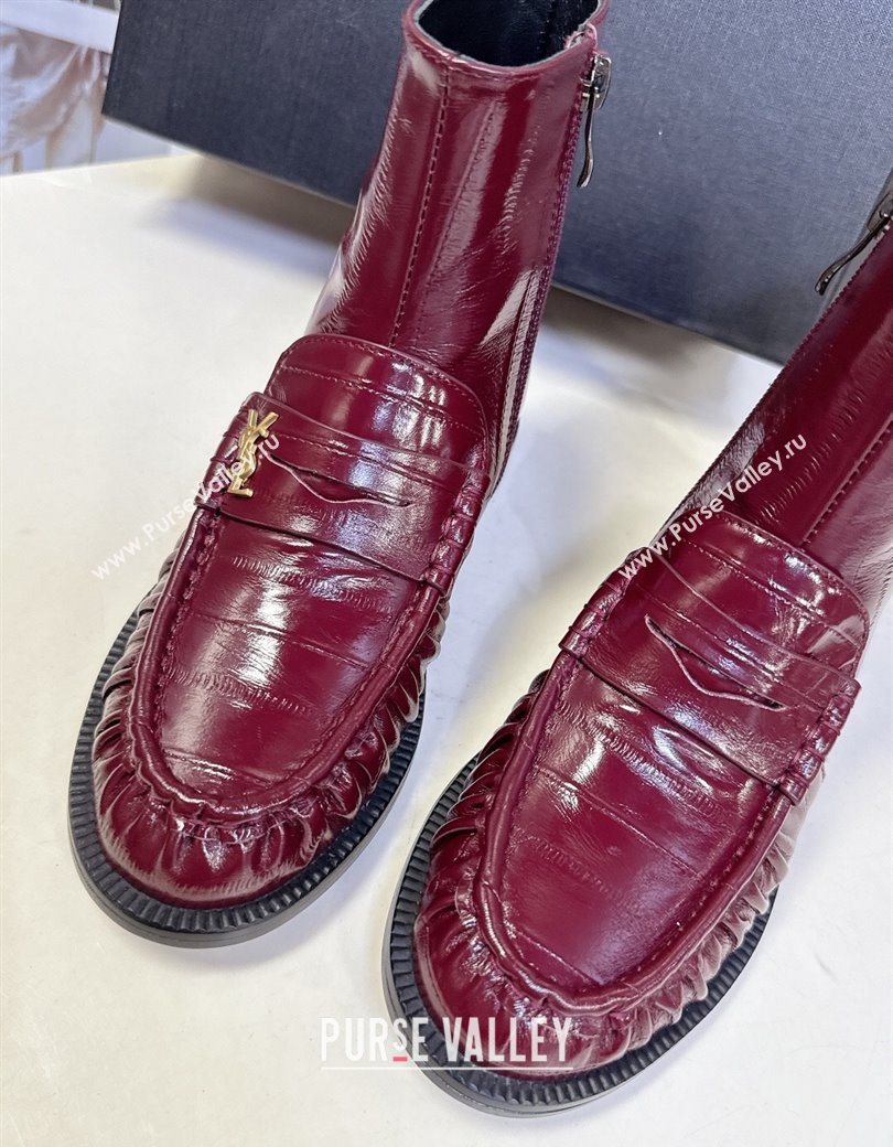 Saint Laurent Le Flat Booties in Eel Embossed Leather Red 2025 YSL121301 (MD-251213037)