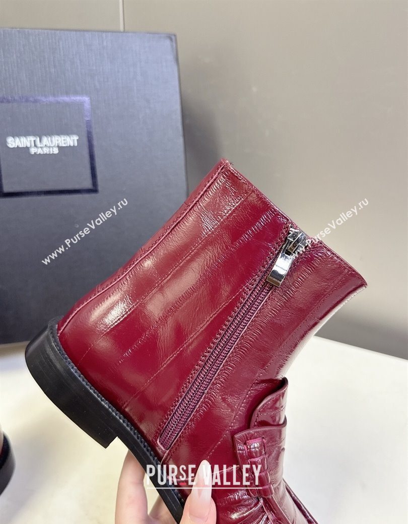 Saint Laurent Le Flat Booties in Eel Embossed Leather Red 2025 YSL121301 (MD-251213037)