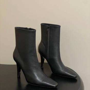 Saint Laurent Jill Heel Booties 10cm in Calfskin Leather Black 2025 806674 (MD-251213022)